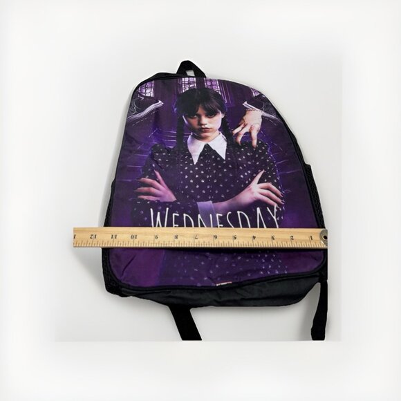 Wednesday Addams School Bag Kids Backpack Black Purple Gothic Girls Style - Picture 11 of 11